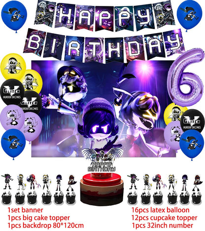 Murdered Drones Birthday Party Decoration Balloon Backdrop Cake Topper Murdered Drones Birthday Party Supplies Baby Shower Good Vibrations