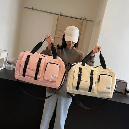 Oxford Fitness Duffel Bag Single Shoulder Lightweight Travel Luggage Bag Waterproof Large Capacity Weekender Bag Sports Good Vibrations