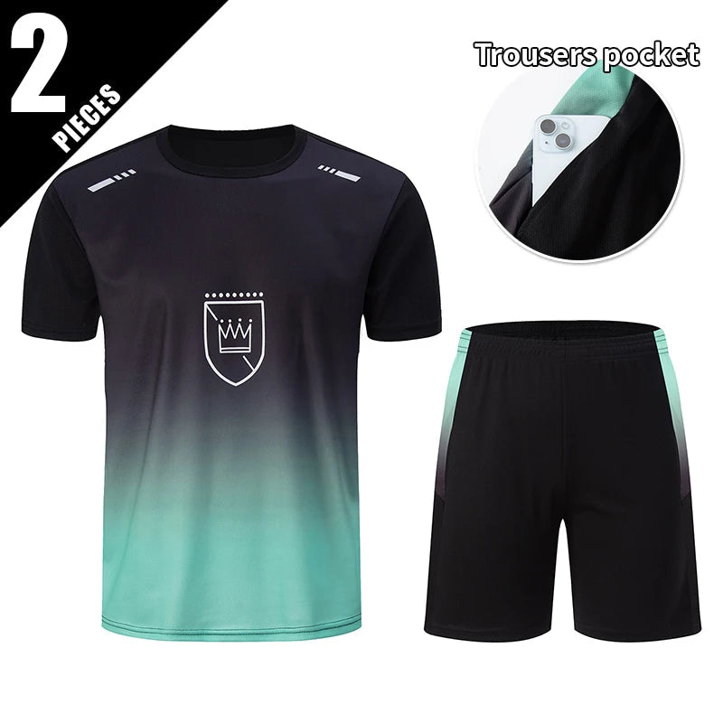 2/4/6 Pcs Plus Size Men's Quick-drying Short-sleeved Shorts Suit Men's Leisure Sports Running Fitness T-shirt Joker Shorts Teen Good Vibrations