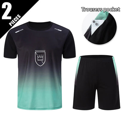 2/4/6 Pcs Plus Size Men's Quick-drying Short-sleeved Shorts Suit Men's Leisure Sports Running Fitness T-shirt Joker Shorts Teen Good Vibrations