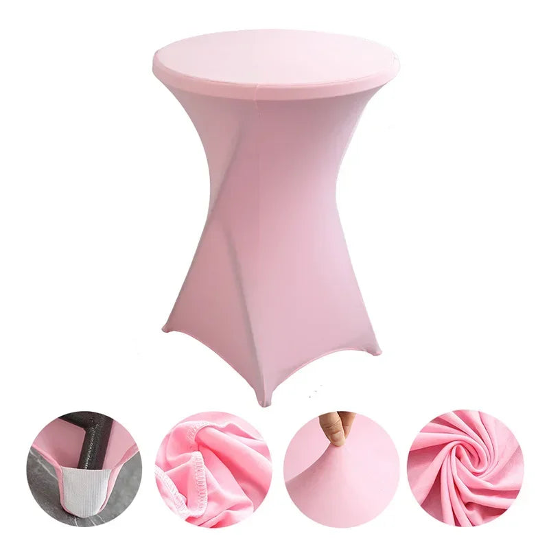 Wedding Birthday Party Decoration Cocktail Spandex Table Covers Round Cloth High Bar Banquet Hotel  Show Solid Colour Good Vibrations