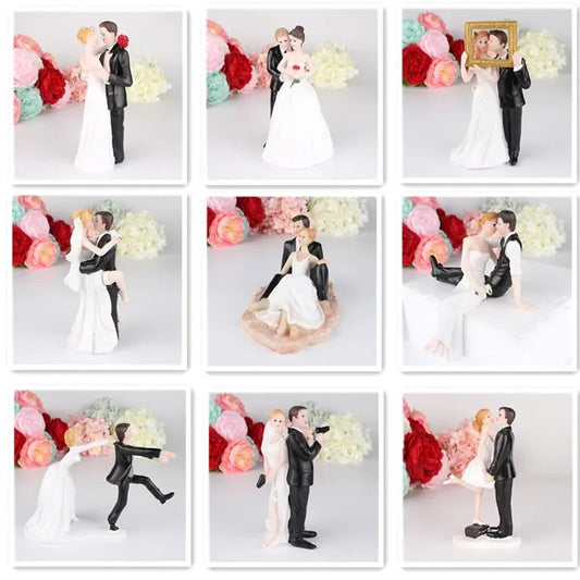 Funny Wedding Cake Toppers Dolls Romantic Bride And Groom Figurines Stand Topper Decoration Supplies Marry Resin Figurine Good Vibrations