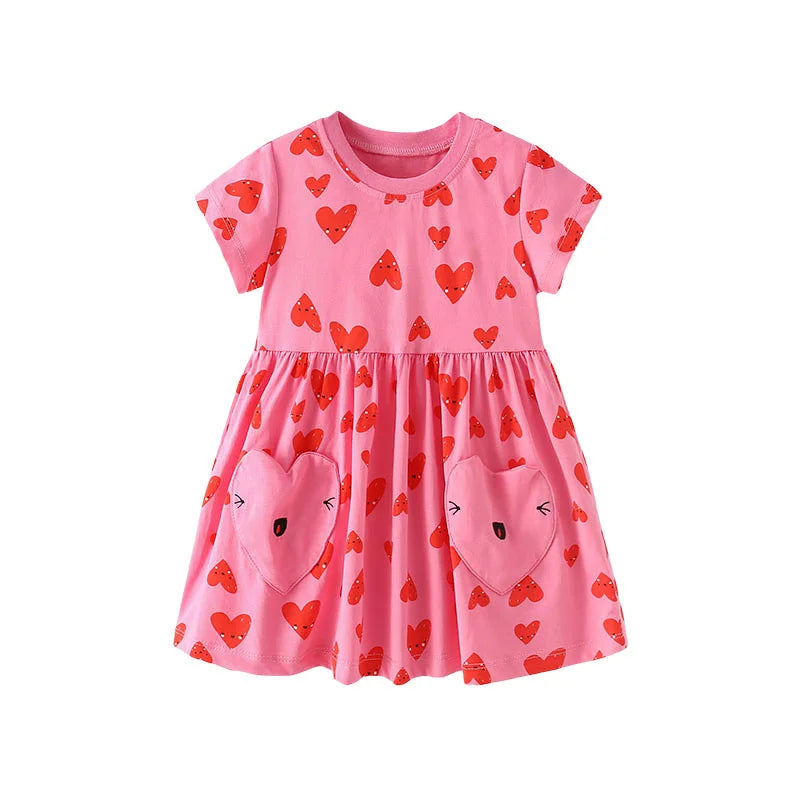 Jumping Meters 2-7T Summer Princess Girls Dresses Short Sleeve Animals Bunny Children's Clothing Hot Selling Toddler Kids Frocks Good Vibrations