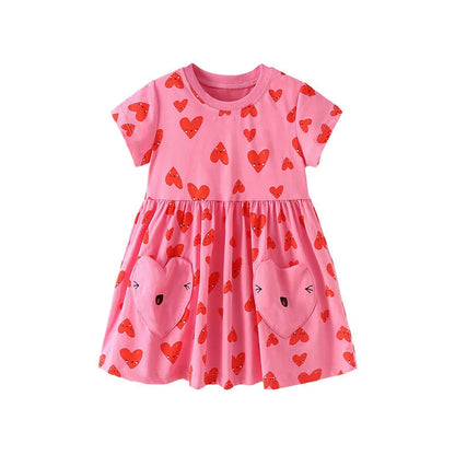 Jumping Meters 2-7T Summer Princess Girls Dresses Short Sleeve Animals Bunny Children's Clothing Hot Selling Toddler Kids Frocks Good Vibrations