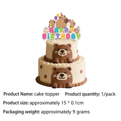 Cartoon Capybara Birthday Party Decoration Disposable Tableware Cup Plate Napkins Tablecloth Banner Baby Shower Party Supplies Good Vibrations