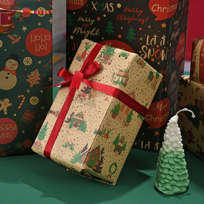 Christmas Gift Wrapping Paper Flower Bouquet Packing Kraft Paper DIY Crafts Paper Christmas New Year Party Packaging Decoration Good Vibrations