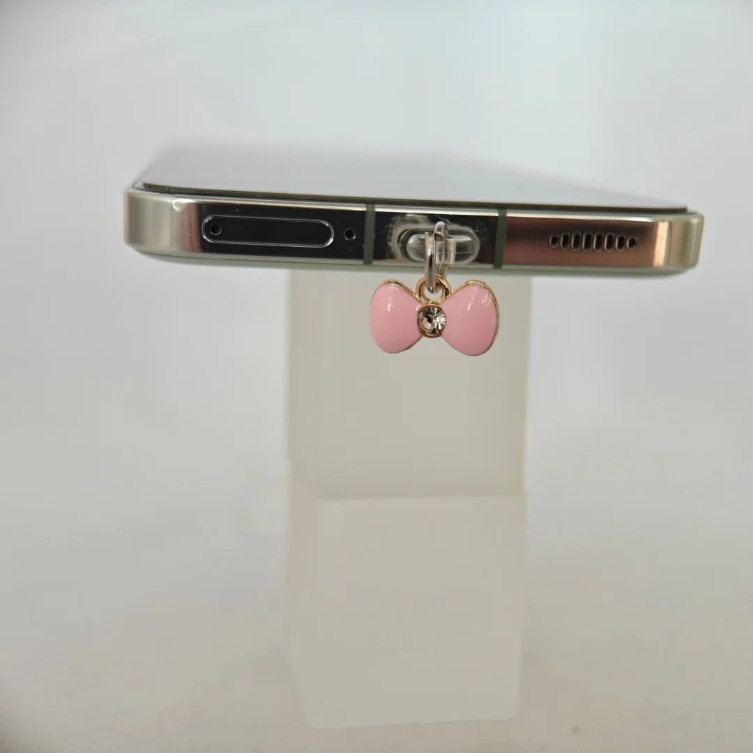 Pink Bow-Shaped Phone Dust Plug, Cute Bow Design, Sweet and Adorable Phone Accessory Good Vibrations