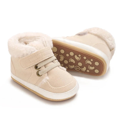 HAIZHIW 0-18M NEW Winter Baby Boys Girls High Tops Sneakers Rubber Anti-Slip Sole Fleece for Warmth Infant Newborn Shoes Good Vibrations
