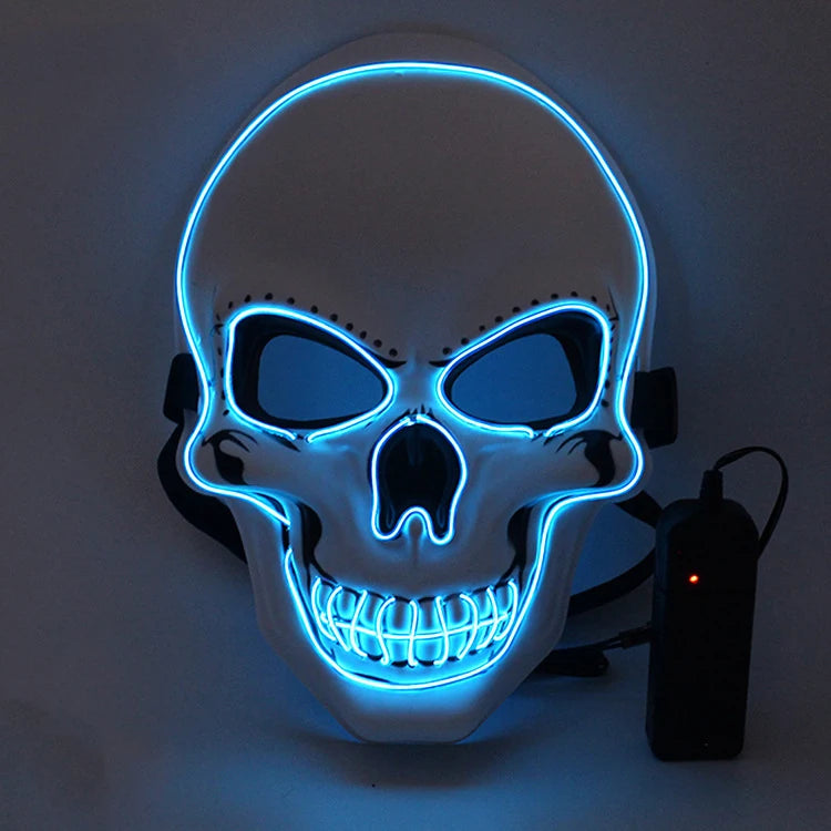 Halloween Horror Skull Mask LED Cold Light Mask LED Halloween Mask Cosplay Mask Halloween Party Decoration Luminous Skull Masks Good Vibrations