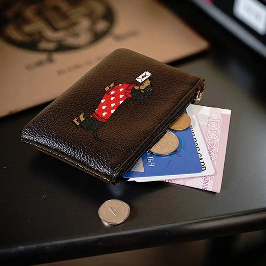1PC Cartoon Dachshund Coin Purse PU Leather Zipper Wallet Cute Dog Card Holder Small Change Purse Mini Wallet Pouch Good Vibrations