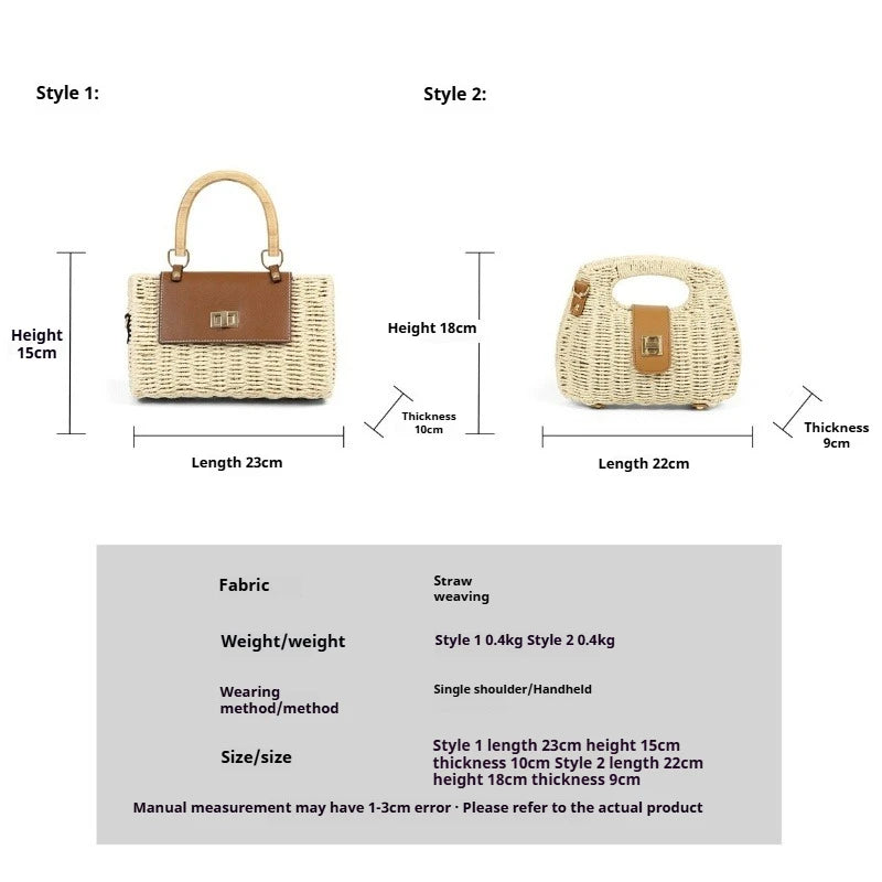 Women's Shoulder Bag Casual Boho Woven Straw Crossbody Bag Lightweight Handmade Summer Beach Vacation Resort Good Vibrations