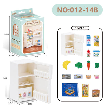 1/12 Dollhouse DIY Bear Biscuits Miniature Furniture Toaster Oven Mixer Electronic Scale Model Set Kitchen Toy For Girl Gift Good Vibrations