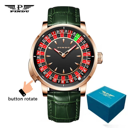 PINDU Design New NH35A Mechanical Watches Men Push Button Turn Russian Roulette Game Sapphire Mirror Diamond Dial Men's Watch Good Vibrations