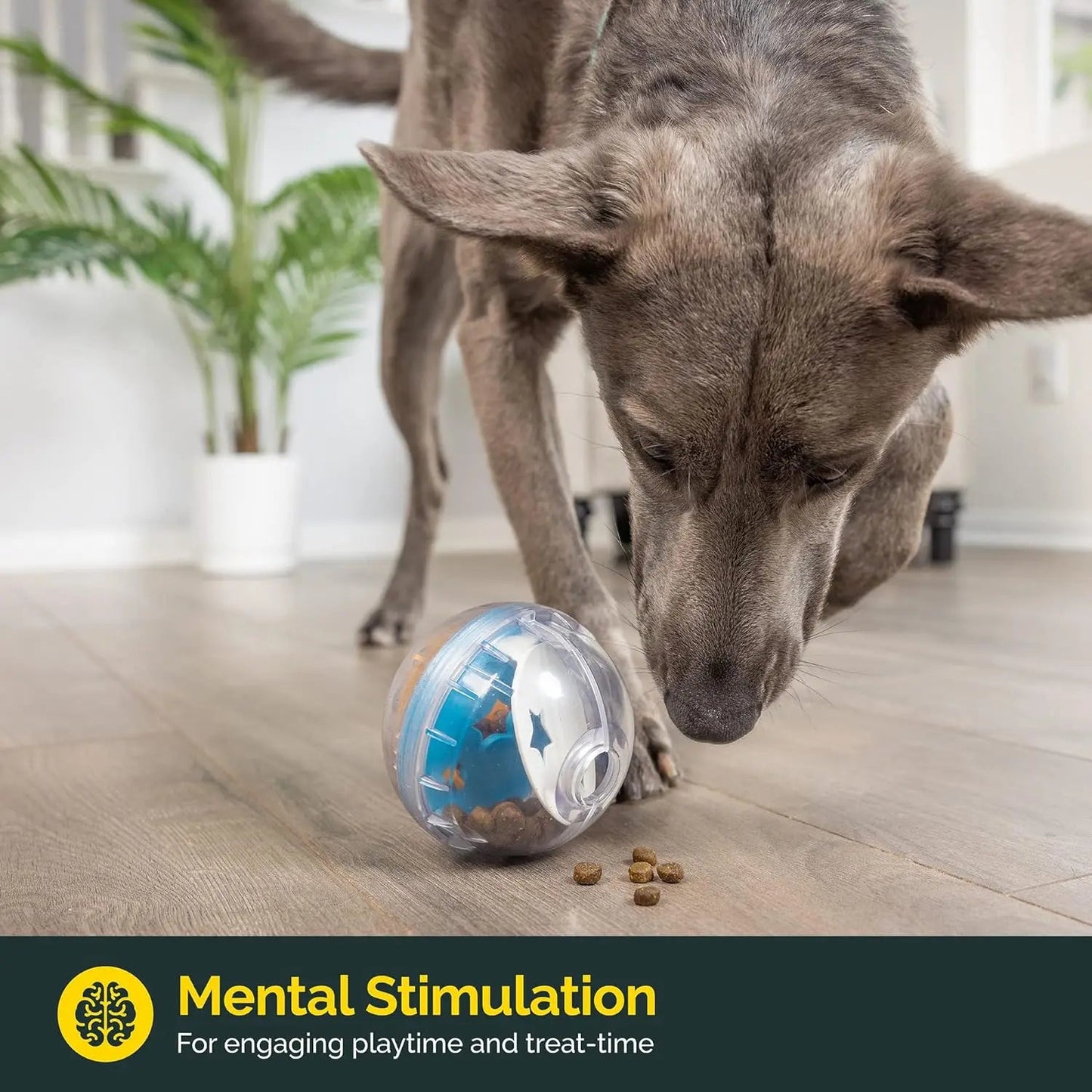 IQ Treat Ball Dog Treat Dispenser Toy Ball Interactive Dog Toy - 4" Dog Food Toy Stimulation, Slow Feeder Good Vibrations