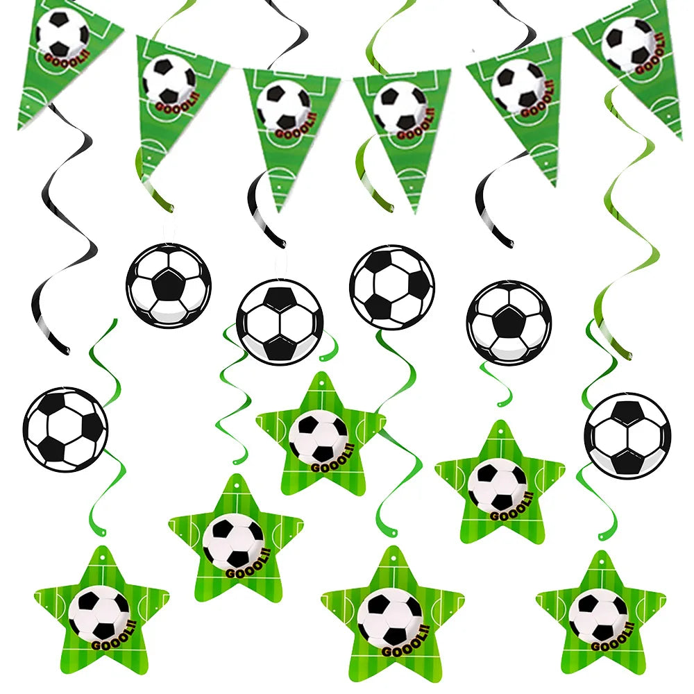 Soccer Party Hanging Decor Pull Flag Banner Spiral Football Birthday Party Soccer Club DIY Decoration Supplies Garland Pennant Good Vibrations