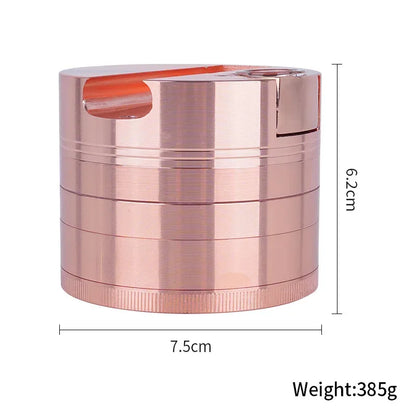 75mm zinc alloy herbal grinder with 5 layers, frosted metal finish.