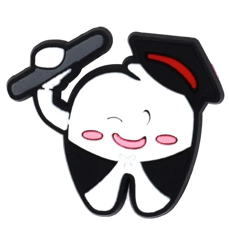 Shoe Charms for Crocs Accessories Q Edition Teeth Shoes Charm for Croc Decorations Pins Men Accessory Jeans Woman Clogs Clips Good Vibrations