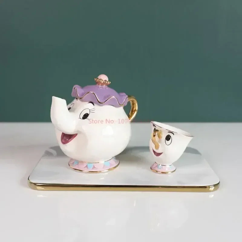 Disney Teapot Cute Cartoon Beauty And The Beast Coffee Pots Mug Mrs Potts Chip Cup Tea Cup Pots One Tea Set Droshipping Desk Gif Good Vibrations Adult Super Store