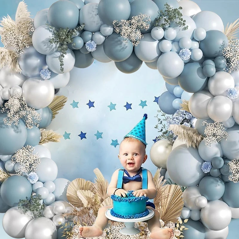 Blue Balloon Garland Arch Kit Macaron Light Blue Balloon Wedding Boy Baby Shower Ocean Birthday Party Decoration Kids Ballons Good Vibrations