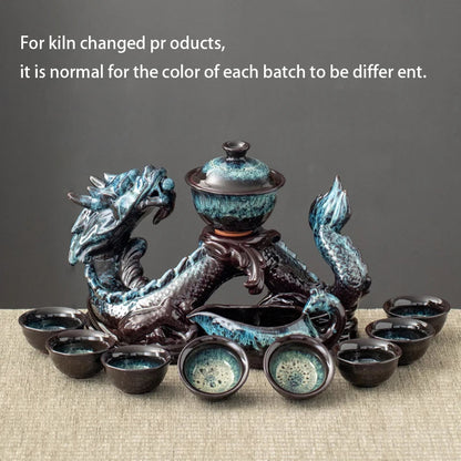 1 set, creative lazy tea set, semi-automatic dragon teapot, magnetic rotating water-conducting tea set, Chinese Kung Fu tea set Good Vibrations