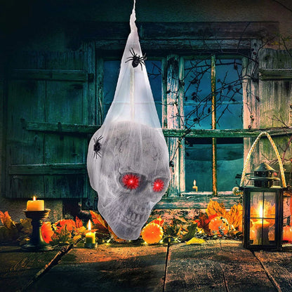 Halloween Horror Glowing Sound Control Spider Cotton Skull Prop Ghost House Secret Room Courtyard Decoration Decor Good Vibrations