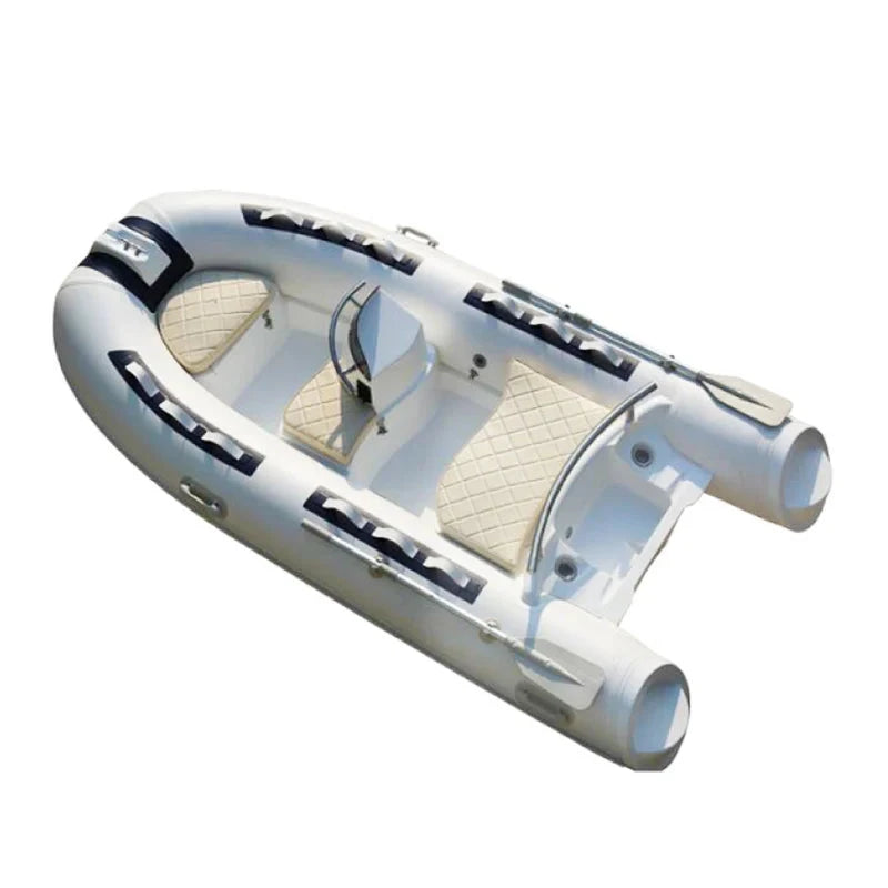 Deep V 16ft Rigid Inflatable 16ft Rib Boat 480 Fiberglass PVC Sport Style Rafting Fishing Boat Lake Outboard Motor Included Good Vibrations