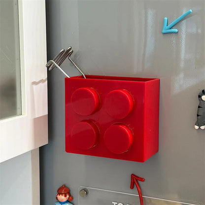 Magnetic Storage Box Building Blocks Storage Rack  Kitchen No-Drill Refrigerator Magnet Storage Box Wall-mounted Container Good Vibrations