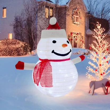 3D Christmas Collapsible Snowman Decorations 23Inch Light Up Christmas Snowman with LED Cool White Lights for Indoor Outdoor Ga Good Vibrations