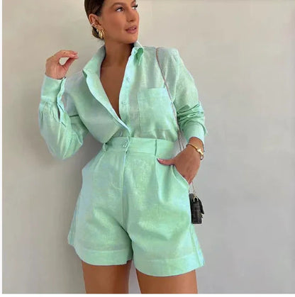 Women 2 Piece Set Outfit Women'S Vacation Fashion Casual Suit Solid Color Summer Conjuntos Para Mujeres 2 Piezas Elegantes 2025 Good Vibrations