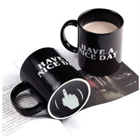 Ceramic Coffee Mug with Vertical Middle Finger Creative Relaxed Friendly Hand Milk Tea Cup New Style Office Mug Drinkware Gift Good Vibrations