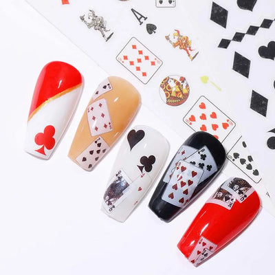 Waterproof Adhesive Decals Interesting Manicure Poker Nail Art Sticker Playing Cards Design DIY Nail Decoration