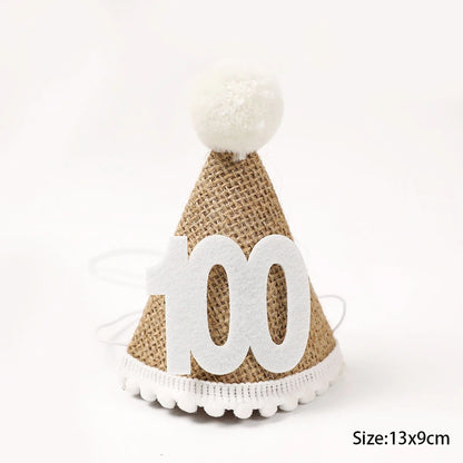 1st Birthday Party Decor Hat Kids 1 2 3 Year Happy Birthday Boy Girl Crown Hat First Happy Birthday Party Baby Shower Decoration Good Vibrations