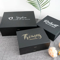 Personalized Black Gift Box Groomsmen/Best Man Empty Gift Box Wedding Bachelor Party Thank You Favors Will You Be My Groomsmen Good Vibrations