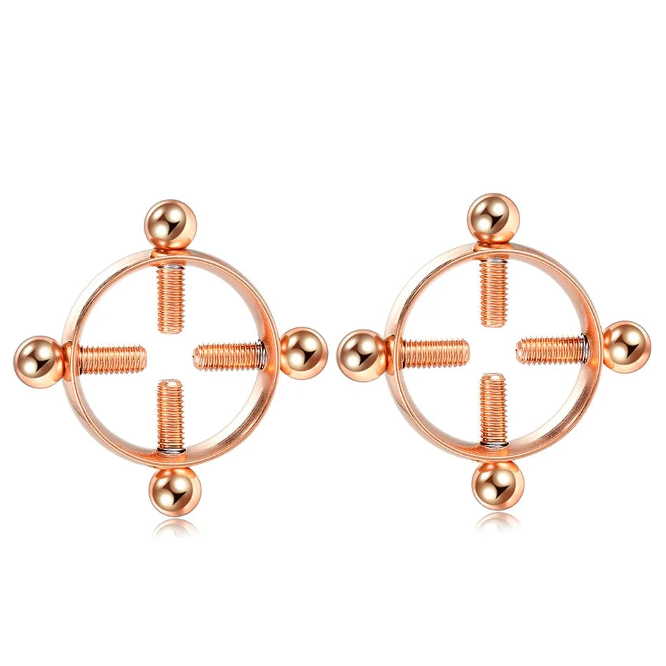 2pcs/lot Steel Round Screw Faux Nipple Clip Rings Sexy Piercing for Women Non Piercing Fake Breast Nail Shield Ring Jewelry Gift Good Vibrations