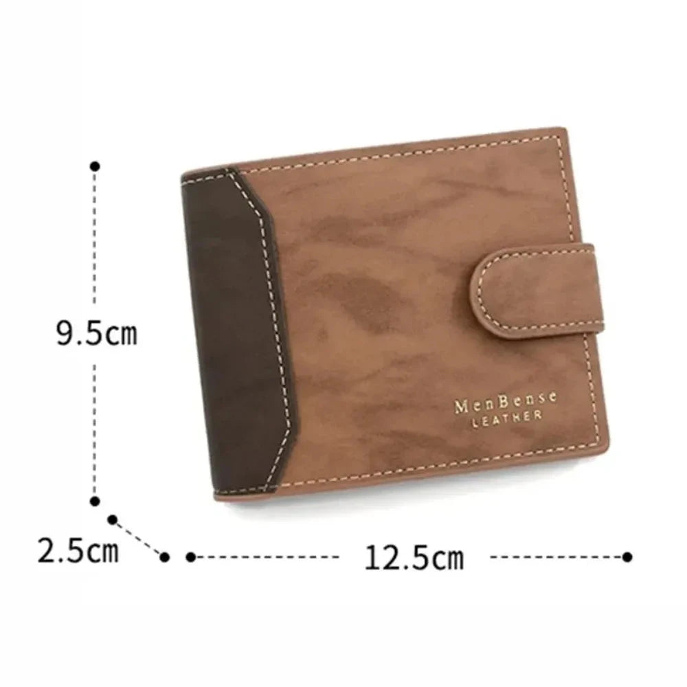Fashion with Hasp Short Wallet PU Leather Multi Slot Coin Purse Large Capacity Money Bag Men Good Vibrations