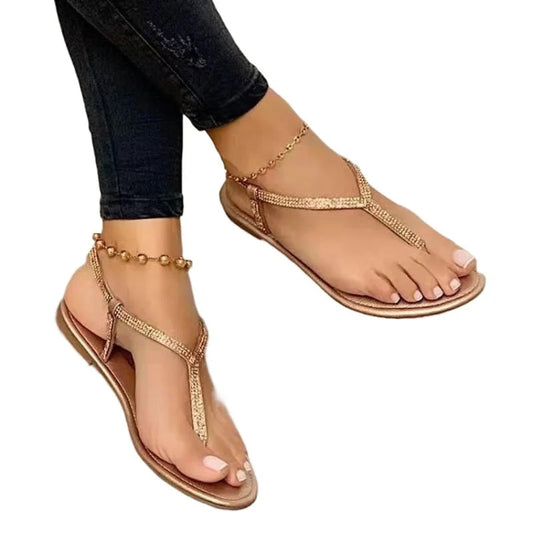 New Summer Sandals for Women Fashion Pointed Toe Flats Women's Casual Sandals Ladies Flip Flops Roman Low Heel Woman Sandalias Good Vibrations