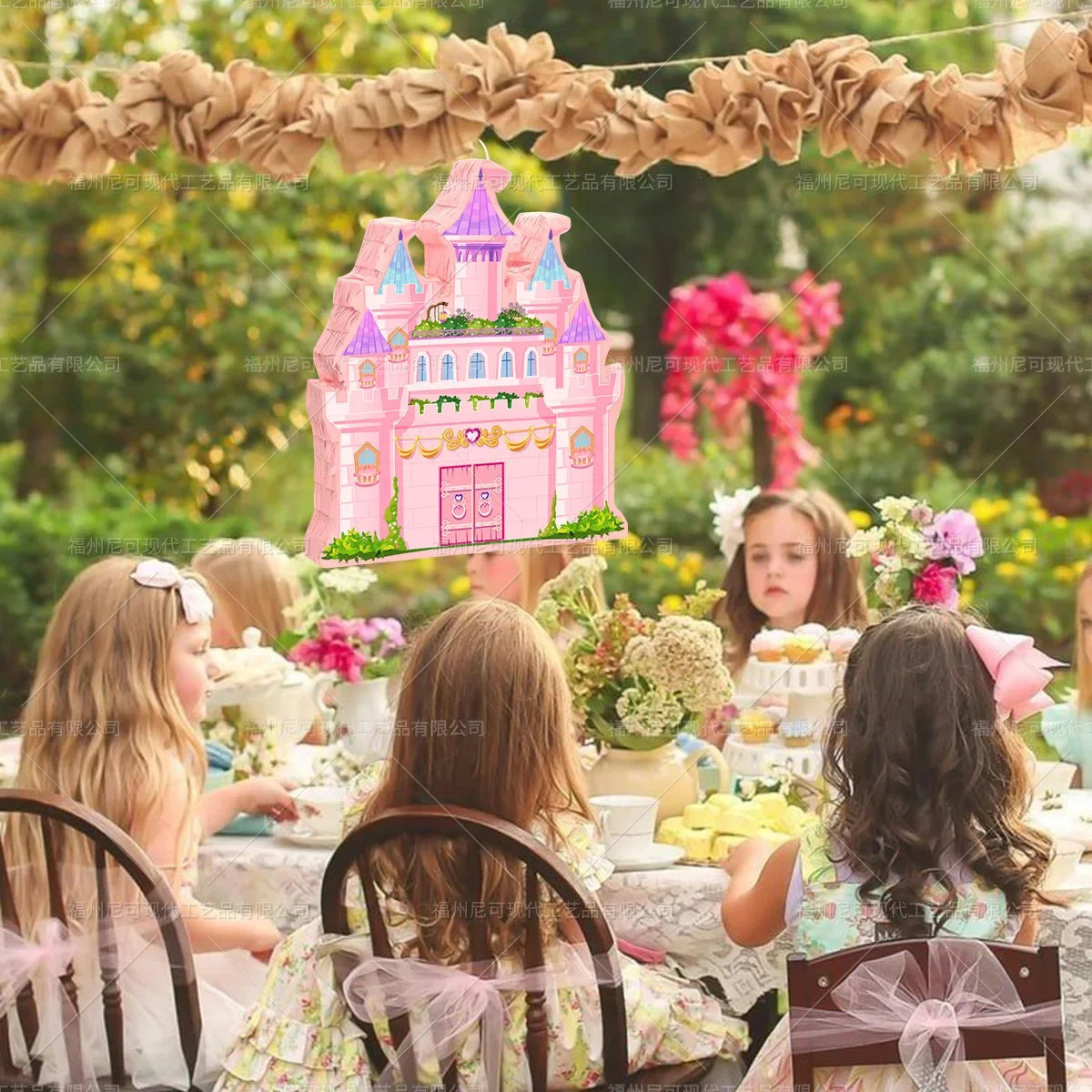 Princess Castle Hanging Pinata with Stick Blindfold Confetti Kids Birthday Party Decoration Game Candy Container Gift Fillers Good Vibrations