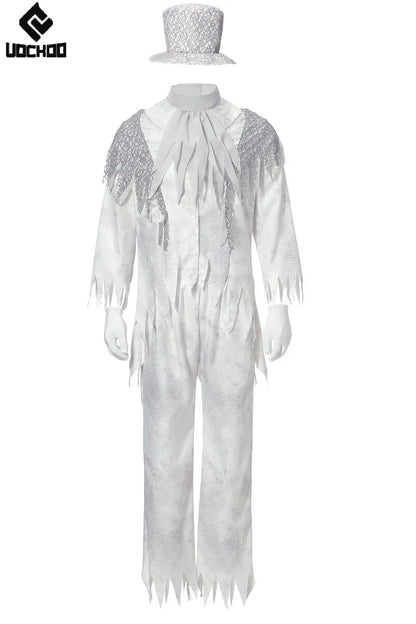 Halloween Magician Cosplay Costume Halloween Men Suit Vintage White Gentleman Dress Up Stage Performance Carnival Clothing Good Vibrations