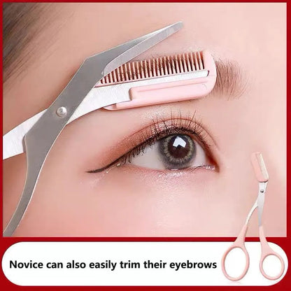 1Pcs Safe Eyebrow Trimmer Stainless Steel Eyebrow Scissors with Comb Hair Removal Shaver Eyebrows Shaping Makeup Tool Good Vibrations