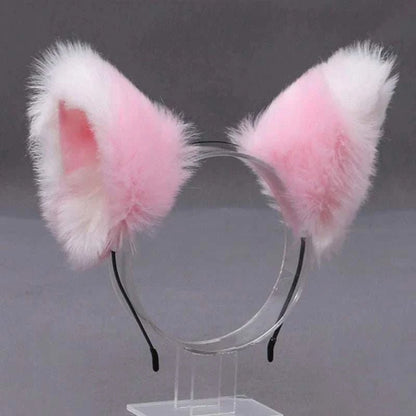 Lolita Animal Cat Fox Ear Hair Hoops Cosplay Faux Fur Hairband