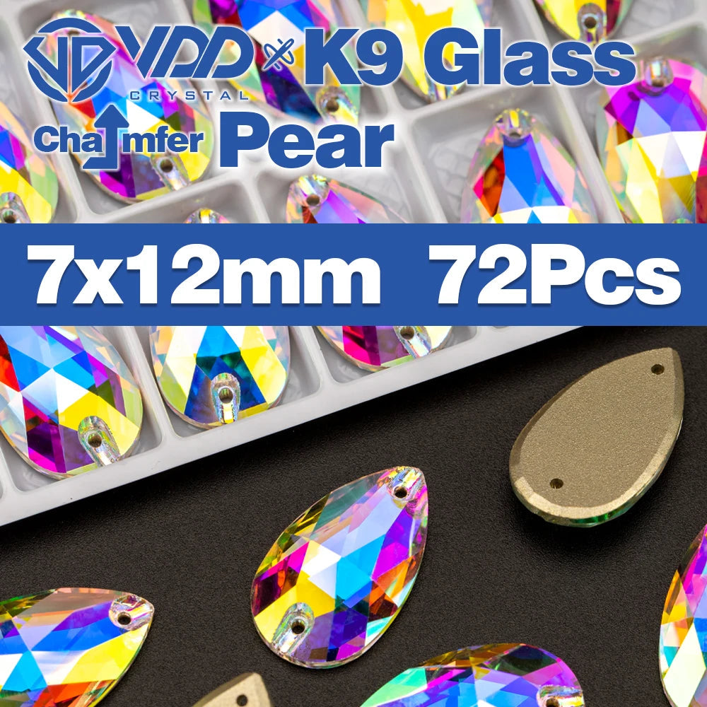 VDD Chamfer AAAAA Top Quality K9 Glass Sew On Rhinestones Sewing Crystal AB Flatback Stone For Clothes Accessories Wedding Dress Good Vibrations