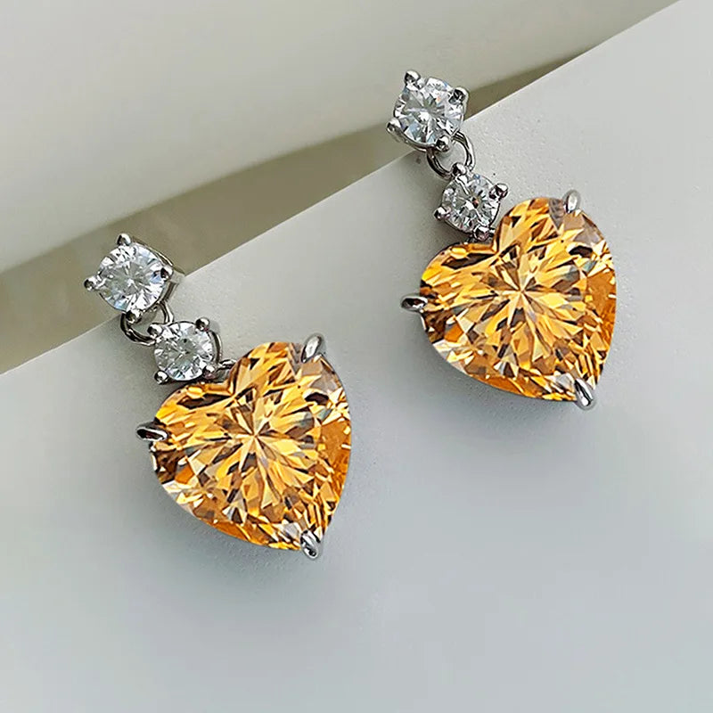 2026 Fashion Bright Yellow Crystal Earrings Female Engagement Party Jewelry Temperament Women Wedding Ceremony Accessories Good Vibrations