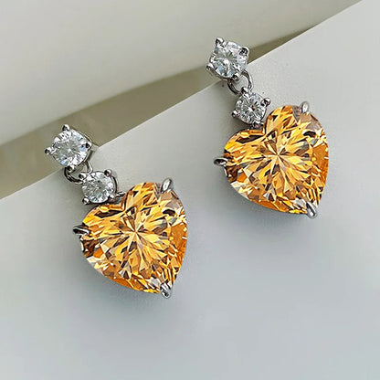 2026 Fashion Bright Yellow Crystal Earrings Female Engagement Party Jewelry Temperament Women Wedding Ceremony Accessories Good Vibrations