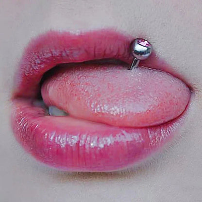6Pcs Mixed Set 6mm Crystal 14G 1.6mm Steel Tongue Ring 16mm Bar Barbell Nipple Body Piercing Jewelry Good Vibrations Adult Super Store