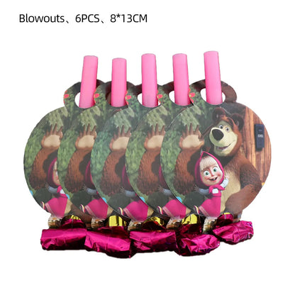Girl and the Bear Birthday Decorations Disposable Tableware Tablecloth Cup Plate Napkin Balloons Baby Shower kids Party Favors Good Vibrations