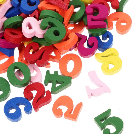 200Pcs Wood Numbers Decor Large Colorful Desk Numbers for Party Table Home Office Wooden Craft Number Sign Accessories Good Vibrations