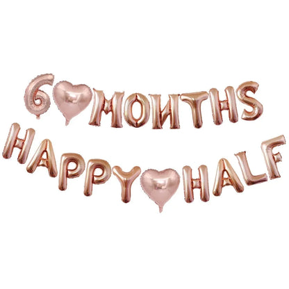 6 Months Happy Half Year Foil Balloons Banner 1/2 Birthday Hat Cap Crown for Baby Shower Boy Girl Birthday Party Decoration Good Vibrations