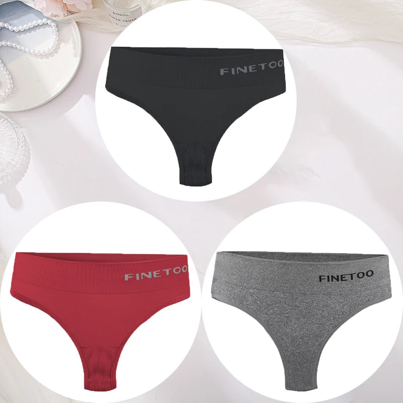3PCS/Set Women's Panties Sexy Underwear FINETOO Large Size Thong Women Seamless Panties High Waist Girls Thongs M-2XL Good Vibrations