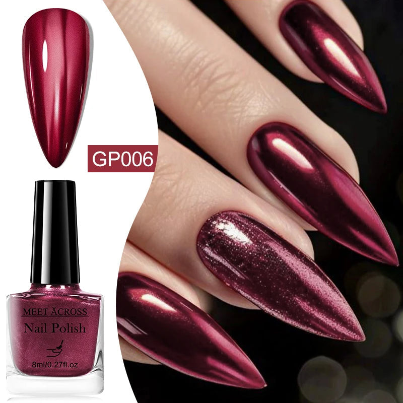 8ml Metallic Nail Polish Mirror Effect Fast Drying Long-Lasting Nails Art Polish DIY No Need Lamp Cure Manicure Nail Supplies Good Vibrations
