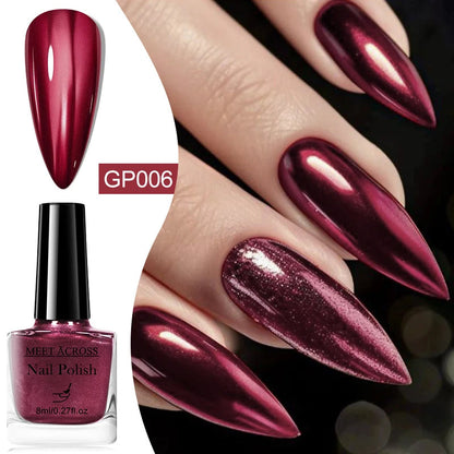 8ml Metallic Nail Polish Mirror Effect Fast Drying Long-Lasting Nails Art Polish DIY No Need Lamp Cure Manicure Nail Supplies Good Vibrations